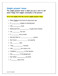 Simple present tense worksheet for grade 1