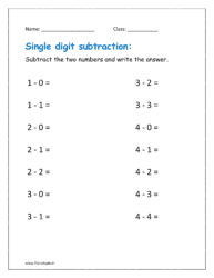 Subtract the two numbers and write the answer