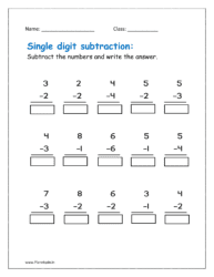 Vertical subtraction examples worksheets