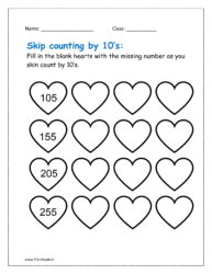 Skip counting by 10’s worksheets