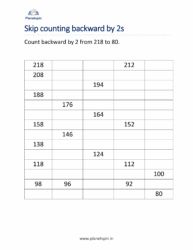 Skip counting backwards by 2