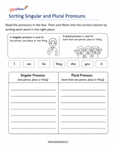 singular and plural grammar worksheet for class 1