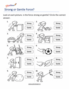 everyday forces worksheet for grade 1