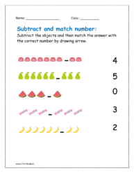 Subtract and match worksheet