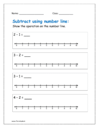 Subtract with number line worksheets