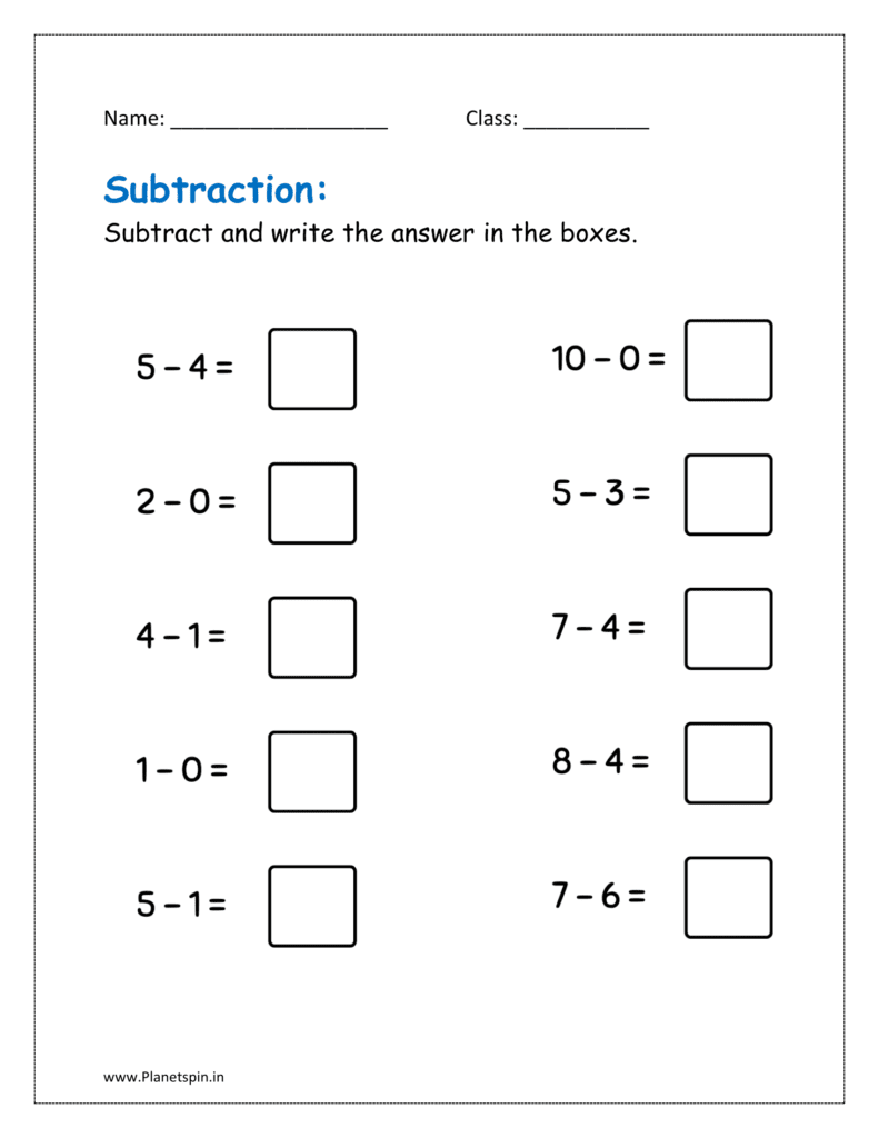 subtraction within 20 worksheets for grade 1