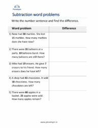 Subtraction word problems