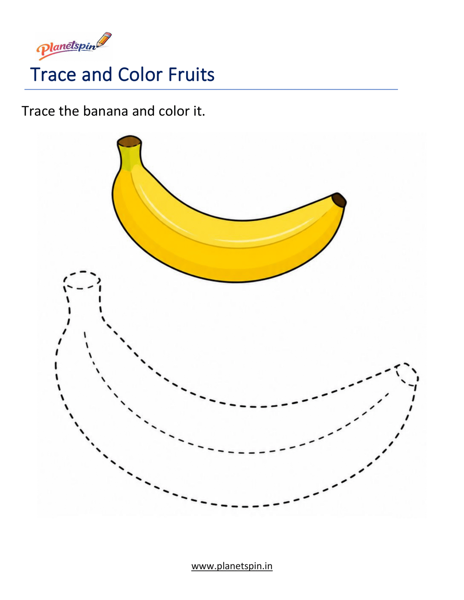 Trace and color fruits worksheets | Planetspin.in