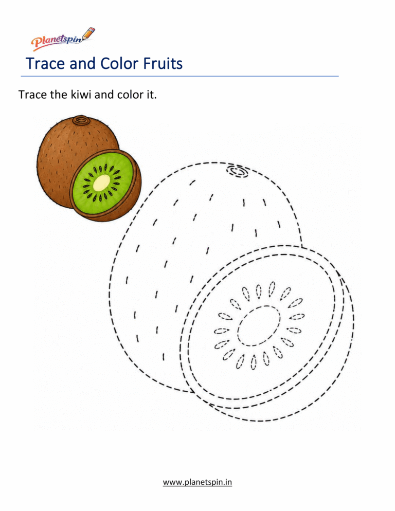 Trace and color fruits worksheets | Planetspin.in