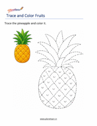 Trace and Color Fruits Worksheets | Kindergarten PDF