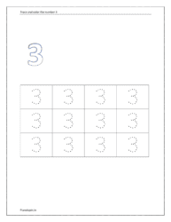Tracing Number 3 Worksheet