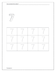 Trace and color the number 7 given in the preschool worksheets