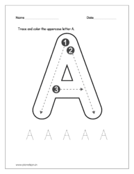 Download the kindergarten worksheet to trace letter A (alphabet tracing worksheets capital letters)