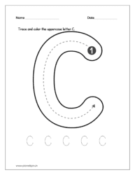 Trace and color the uppercase letter C