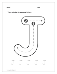Trace and color the uppercase letter J