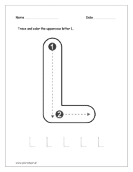 Download the kindergarten worksheet to trace and color the uppercase letter L