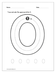 Download the kindergarten worksheet to trace and color the uppercase letter O