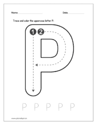 Trace and color the uppercase letter P