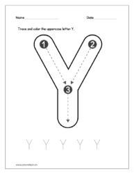 Trace and color the uppercase letter Y