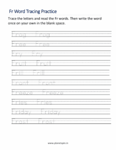 Trace the Fr blend words