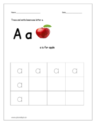 Tracing and writing lowercase letter a and download worksheets for free.