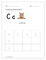 Trace and write lowercase letter c.