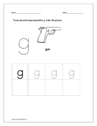 Trace and write the lowercase letter g and color the picture