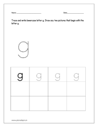 Draw any two pictures that begin with letter g.