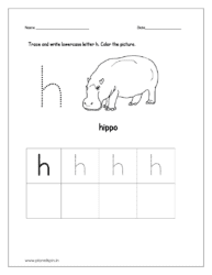 Trace and write the lowercase letter h and color the picture