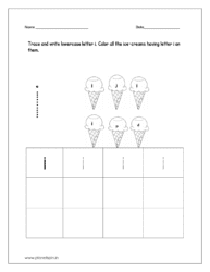 color all the ice creams having letter i on them.