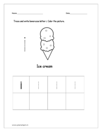 Trace and write the lowercase letter i and color the picture