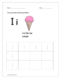 Trace and write lowercase letter i.