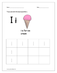 Trace and write lowercase letter i.