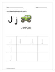 Trace and write lowercase letter j.