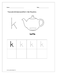 Trace and write the lowercase letter k and color the picture
