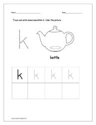 Trace and write the lowercase letter k and color the picture
