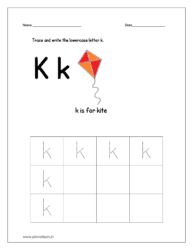 Trace and write lowercase letter k.