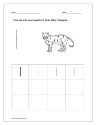 Trace and write lowercase letter l and circle all l on the leopard. (worksheet for kindergarten)