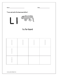 Trace and write lowercase letter l. (worksheet for kindergarten)