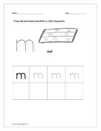 Trace and write the lowercase letter m and color the picture