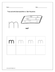 Trace and write the lowercase letter m and color the picture