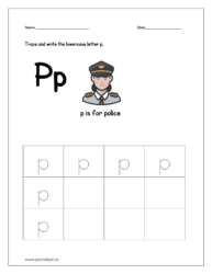 Trace and write lowercase letter p