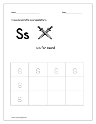 Trace and write lowercase letter s
