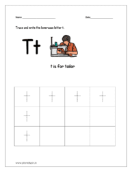 Trace and write the lowercase letter t