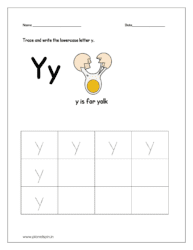 Trace and write the lowercase letter y