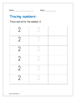 Tracing number 2 worksheet PDF - Free printable for kindergarten