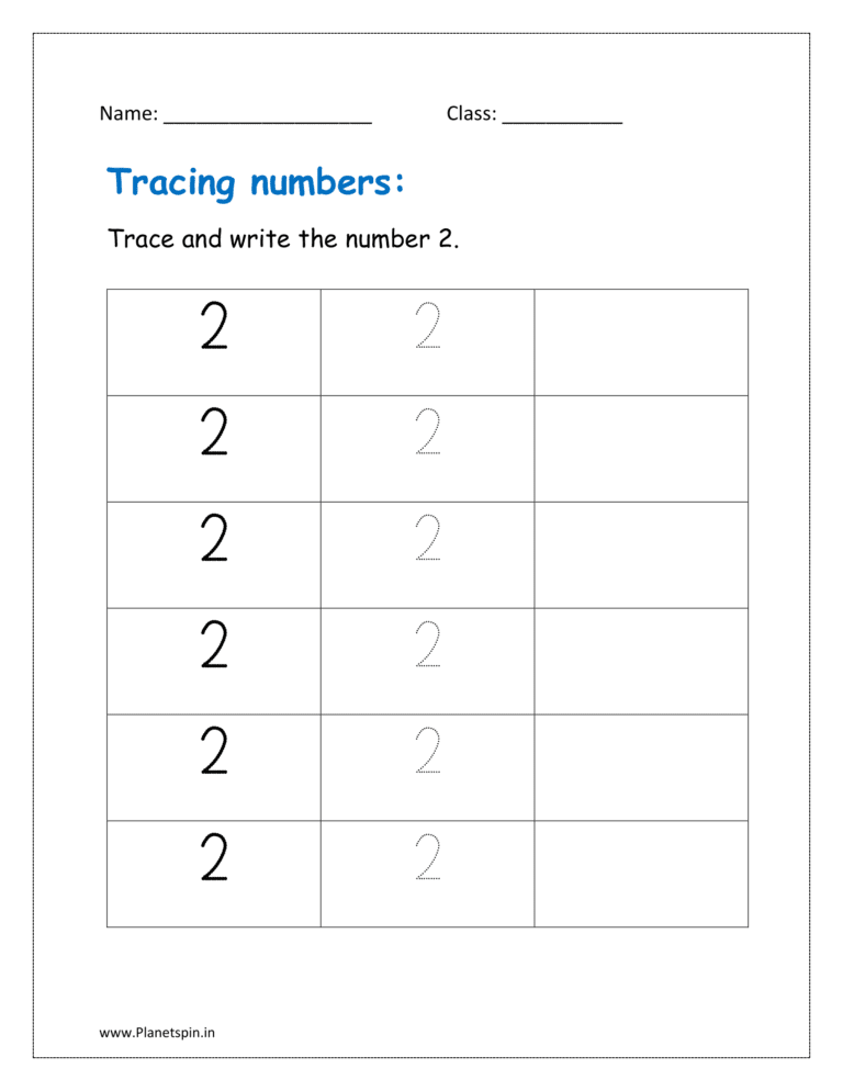 Tracing number 2 worksheet PDF - Free printable for kindergarten
