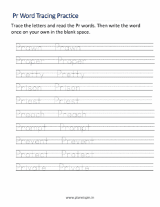 Trace the Pr blend words