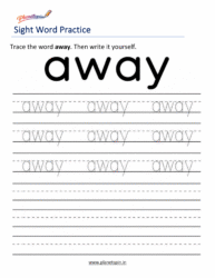 Free printable sight word away worksheets for kindergarten PDF