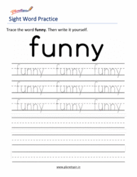 Free printable sight word funny worksheets for kindergarten PDF